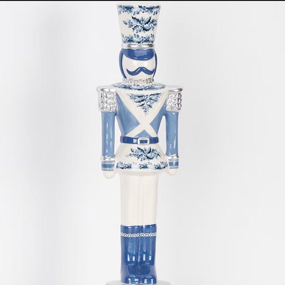 Southern living blue and white Chinoiserie ceramic nutcracker
